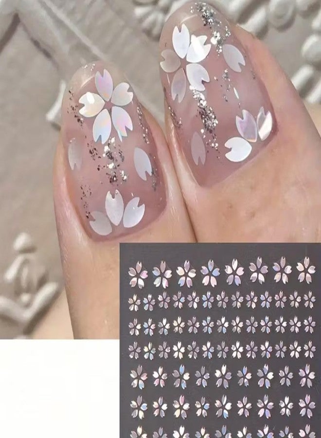SINSEN Flower Nail Art Stickers Decals Laser Cheery Blossom Flowers Nail Stickers 6PCS 3D Holographic Elegant Flower Stickers Japanese Style Self-Adhesive Nail Art Supplies Manicure Sliders for Women Girls - Image 2